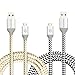 Eversame 2-Pack 3.3Ft 1M Premium Nylon Braided Quick Charge 2.0 A Male to Micro B Sync and Charging Cable with Aluminum Shell For Samsung Galaxy S6/S7 Edge/Note5, LG Volt/G4(Black White)