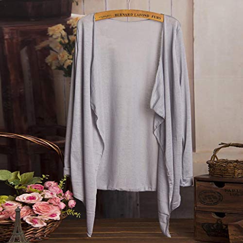 Elever Women Casual Long Sleeve Ultra-Light Sun Protection Air Conditioner Cardigan Cover-Ups Gray - Thumbnail 2