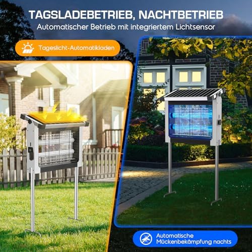 Lámpara Antimosquitos Solar Exterior, Mata Moscas IPX5 (Blanco)
