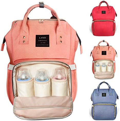 RomWell Diaper Bag Mummy Backpack for Baby Care Multi-Functional Baby Nappy Changing Bag with Insulated Pockets Waterproof Fabric Large Capacity (Orange)