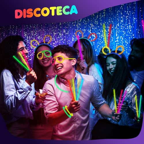 Ziitty Glow Glow Bracelets Fluorescent 7 Colours Neon Party Kit Children Adults Starlight 100 Glow Sticks and Connectors for Bracelets Glasses Gadgets for Comleanno Parties Carnival New Year 2026