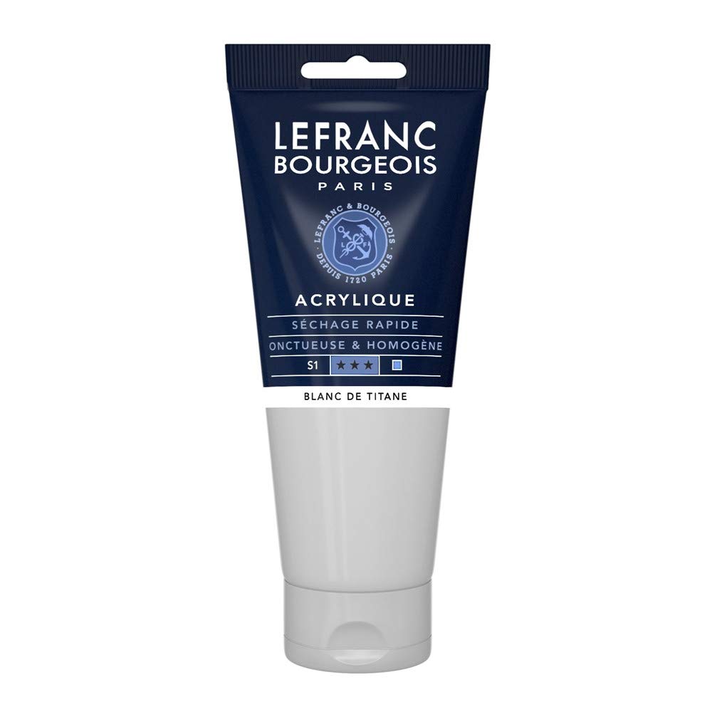 Lefranc & Bourgeois 300452 Fine Aycrl Paint 200 ml Tube, Highly Pigmented, Good Coverage, Creamy, Homogeneous Texture Titanweiss
