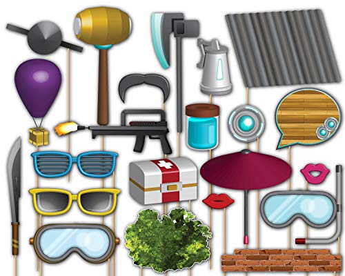 Fortress / Battle Gamer Fortnight Photo Booth Props Kit - 20 Pack Party Camera Props Fully Assembled