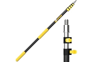 OPOW 5-18 FT Long Telescopic Extension Pole, Multi-Purpose Aluminum Alloy Telescoping Rod with Universal Twist-on Metal Tip Flip-Lock Design, for Painting Cobweb Dusting, Window Cleaning, Christmas Lights