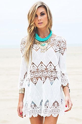 white lace swim cover up