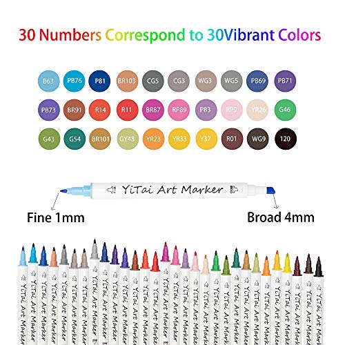 Art Markers,30 Colors Dual Tip Alcohol Marker, Permanent Art Markers