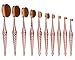 MixBeauty 10pcs Bling Rose Gold Diamond Mermaid Super Soft Oval Toothbush Makeup Brush Set Foundation Brushes Contour Powder Blush Conceler Brush Makeup Cosmetic Tool Set (10pcs Diamond Mermaid)