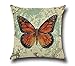 MFGNEH 4 Pack Vintage Style Home Decor Cotton Linen Butterfly Pattern Throw Pillow Covers 18x18
