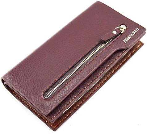 IU COMP PIDENGBAO Men's Long Clutch Hand Dual-use Zipper Wallet,Zao Red
