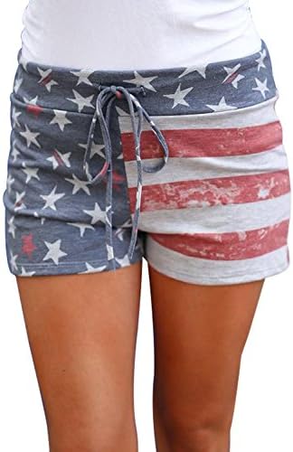 LOSRLY Women American Flag Summer Drawstring Waist Shorts with Pocket Plus Size-American Flag XXL 20 22