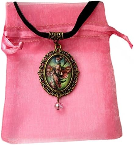 Flower Fairy Cabochon Pendants ~ Yarrow Fairy ~ Organza Gift Bag Included