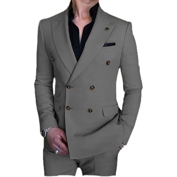 JOSE MOON DOUBLEBREAST SUITING COAT グレー STZ90 - Men's Grey Double Breasted 2 Piece Suit: Buy Online