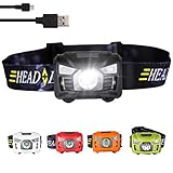 Three trees Sensor Flashlight Rechargeable Headlamp USB Cable Included, 5 Modes,