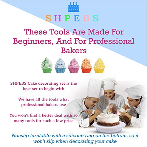 Cake Decorating Supplies For Beginners | Cake Decorating Kit Baking Supplies Set | Rotating Cake Turntable Stand | Icing Piping Tips & Bags | Smoother & Spatulas, Frosting & Pastry Tools.