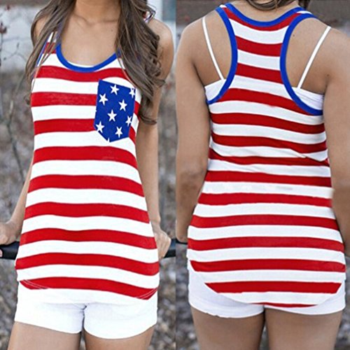 Duseedik off Promotion!! Women tank tops,Clearance Distressed American Flag USA Patriotic Clothing Womens Racerback Tank Top Sleeveless Round Neck Tank Tops Blouse (White, XL)