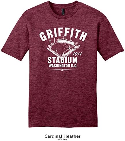 Throwbackmax 1911 Griffith Stadium Washington Senators Baseball Tee Shirt (Small, Cardinal Heather)