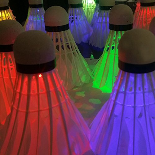 Bringsine 4pcs LED Badminton Shuttlecock Dark Night Glow Birdies Lighting for Indoor Sports Activities-Color