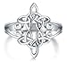 BORUO 925 Sterling Silver Ring Celtic Knot Heart Cross High Polish Tarnish Resistant Eternity Wedding Band Stackable Ring