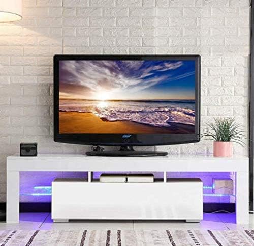 4HOMART White TV Stand Cabinet With Led Light For 60 Inch, TV Stand For 50 Inch TV With Shelves&Drawer TV Stand Cabinet For 55 InchTV TV Stand Cabinet With Doors TVStand Cabinet Unit Console Table