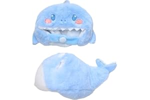 CALEMBOU Plush Doll Clothes, Cute Cartoon Animal Series Plush Doll Clothes Suit for 17cm Labubu, Kawaii Doll Clothes for Birthday Gifts (Blue Shark)