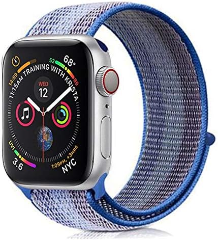 Niyo Nylon Band Compatible with Apple Watch Series 5, Series 4, Series 3, Series 2, Series 1, (Watch Not Included) (42mm/44mm, Striped Tahoe Blue)