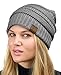 C.C Unisex Chunky Soft Stretch Cable Knit Warm Fuzzy Lined Skully Beanie, Light Melange Gray