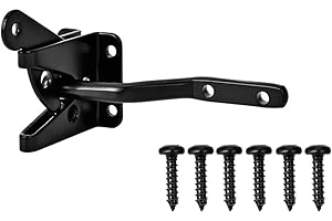 Self-Locking Gate Latch - Post Mount Automatic Gravity Lever Wood Fence Gate Latches with Fasteners/4.7 Inch Black Finish Ste