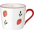 CHILDIKE Strawberry Mug 13 Oz Cute Coffee Mug, Ceramic Tea Cup, Porcelain Mug for Breakfast, Dishwasher and Microwave Safe
