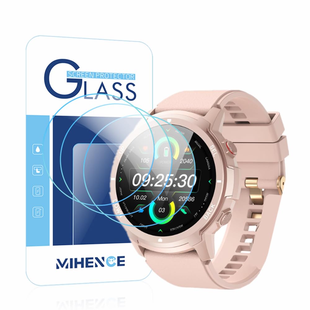 MIHENCE Screen Protector Compatible for LLKBOHA 1.39'' Smart Watches, 9H Anti-Scratch Tempered Glass Screen Protector for S52 1.39'' Smartwatch (3PCS)