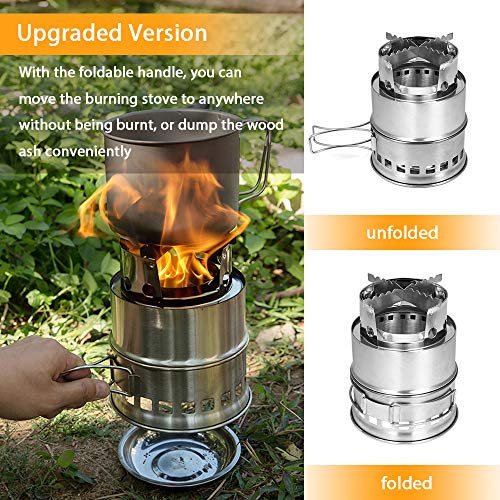 TOMSHOO Camping Stove Camp Wood Stove Portable Foldable Stainless Steel