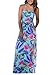 HOTAPEI Women's Strapless Vintage Floral Print Party Maxi Dresses Mint Tropical Medium