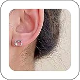 Vacaonio Cute Crystal Cat Stud Earrings Tiny Cat Earrings Silver Cz Cat Head Earrings Little Cat Animal Earrings Minimalist Silver Earrings Jewelry for Women