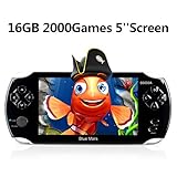 Handheld Game Console,16GB 5 Inch Screen2000 Classic Game, Support Video & Music Playing, Built-in 3M Camera, in 1USB Charge, or Birthday Gift for Kids (Black)
