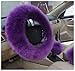 BELLESIE 3pcs 1 Set Soft Fluffy Plush Australian Wool Car Steering Wheel Cover with Handbrake Cover & Gear Shift Cover for 14.96