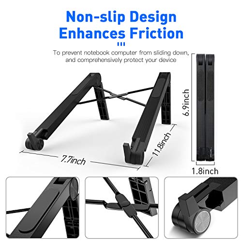Portable Laptop Desk Stand Foldable Adjustable Height Portable Laptop Stands for MacBook and Notebook Black
