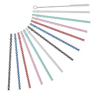 ALINK Reusable Plastic Drinking Straws For Yeti, RTIC, Mason Jar, Starbucks, Tervis, OZARK Tumblers, Set of 12 With Cleaning Brush