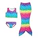Anbaby Girls 3 Pcs Princess Mermaid Tail Swimwear Swimsuit Bikini Set Rainbow 1 120CM