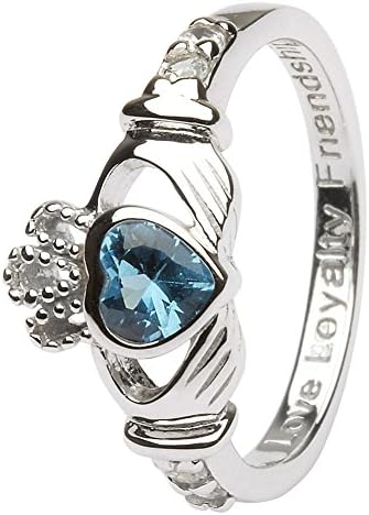 December Birth Month Silver Claddagh Ring LS-SL90-12 - Size: 6.5 Made in Ireland.