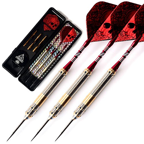 CUESOUL Dragon Series Steel Tip Darts Set 21 Grams Brass Barrels Durable Aluminum Shafts Great Grip Accuracy Good solid Accurate Darts Case Portable (JIAOLONG-F2302)
