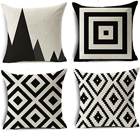 Chogori Decorative Throw Pillow Covers Set of 4 Cotton Linen 18 x 18 inch Geometric Bohemia Cushion Covers (Geometry 2)