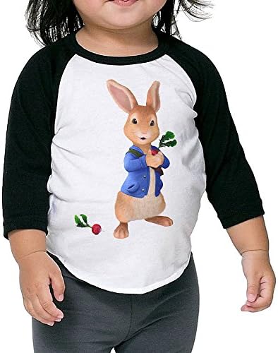Toddler Geek Peter Rabbit Black US Size 3 Toddler 100% Cotton 3/4 Sleeve Athletic Baseball Raglan Shirt