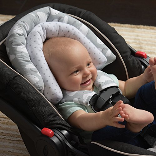 Goldbug Clouds Car Seat Head Support & Strap Set - Gray/White - Image 5