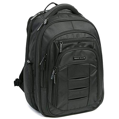 Perry Ellis Men's M150 Business Laptop Backpack Fits Under 15Inch Laptop and Notebook, Black,One Size