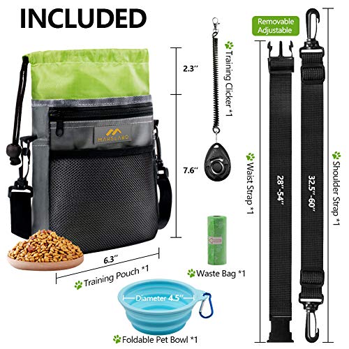 MARSLABO Dog Treat Pouch for Training, Dog Treat Bag, Easy Access to Treats, Treat Pouch Dog Training with Waist Belt, Shoulder Strap, Poop Bag, Clicker, Collapsible Bowl, Build-in Waste Bag Dispenser