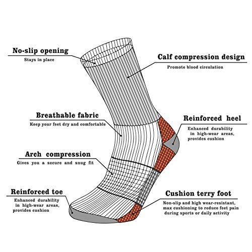 IMITOR Calcetines de Senderismo para Hombre y Mujere Algodón Transpirable Calcetines de Trekking Calcetines Térmicos para Actividades al Aire Libre Ciclismo Correr Escalar 3 Pares (Blanco Gris)