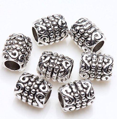 Style-2 65mm L50Pcs Tibet Silver Tube Loose Spacer Bead Pendant Charm Jewelry Finding DIY
