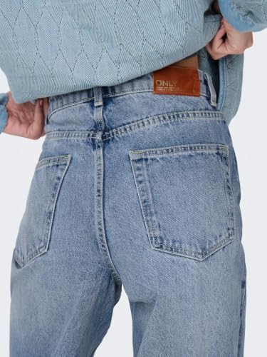 ONLHope Life Wide High Waist Jeans - Vaqueros de Corte Ancho para Mujer, Mezclilla De Color Azul Claro, 28W x 32L