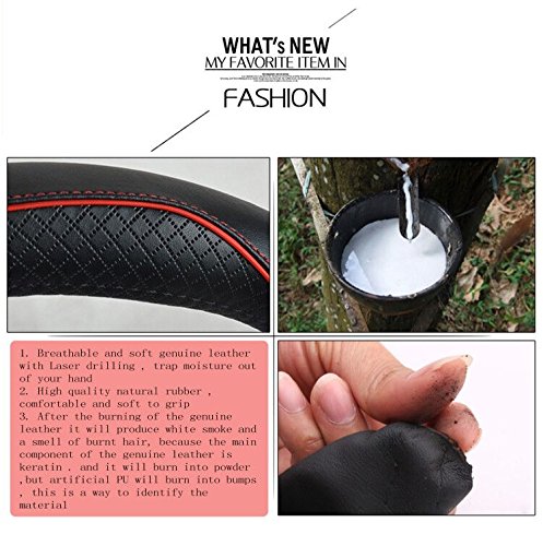 Car Steering Wheel Cover Universal 15 inch Comfort Grip Black with Red Line