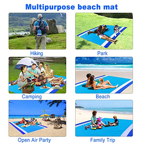 Beach Blanket,9x7ft Sand Free Beach Mat Big Lightweight Picnic Blanket Waterproof Handy Mat for Picnic Travel Camping Outdoor Events