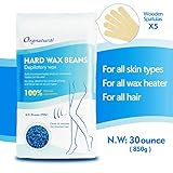 Hair Removal Wax Beans Wax Beads Wax Bean Wax Kit Orgnatural Natural Ingredients No-strip for All Skin Types 30ounce(850g) All Kands of Wax Heater Can be Used
